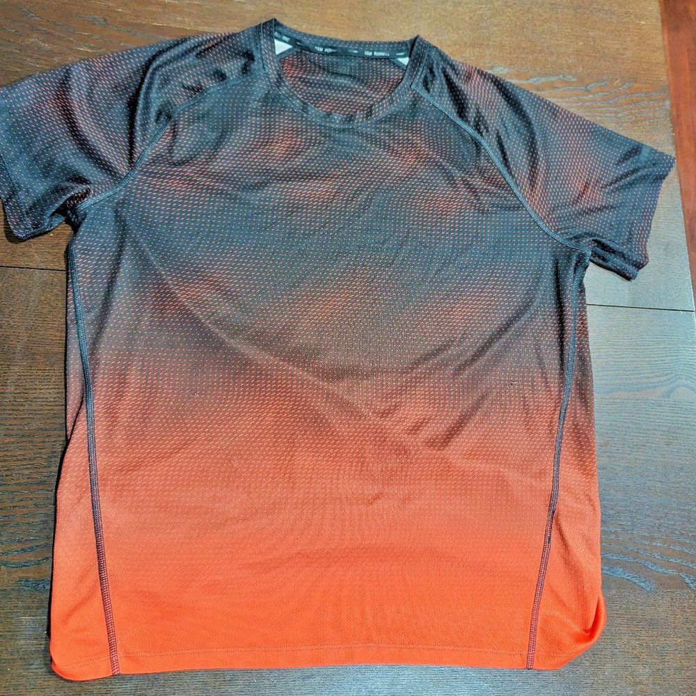 Men's H&M Sport Running T Shirt Breathable Black Ombre Red Size XL